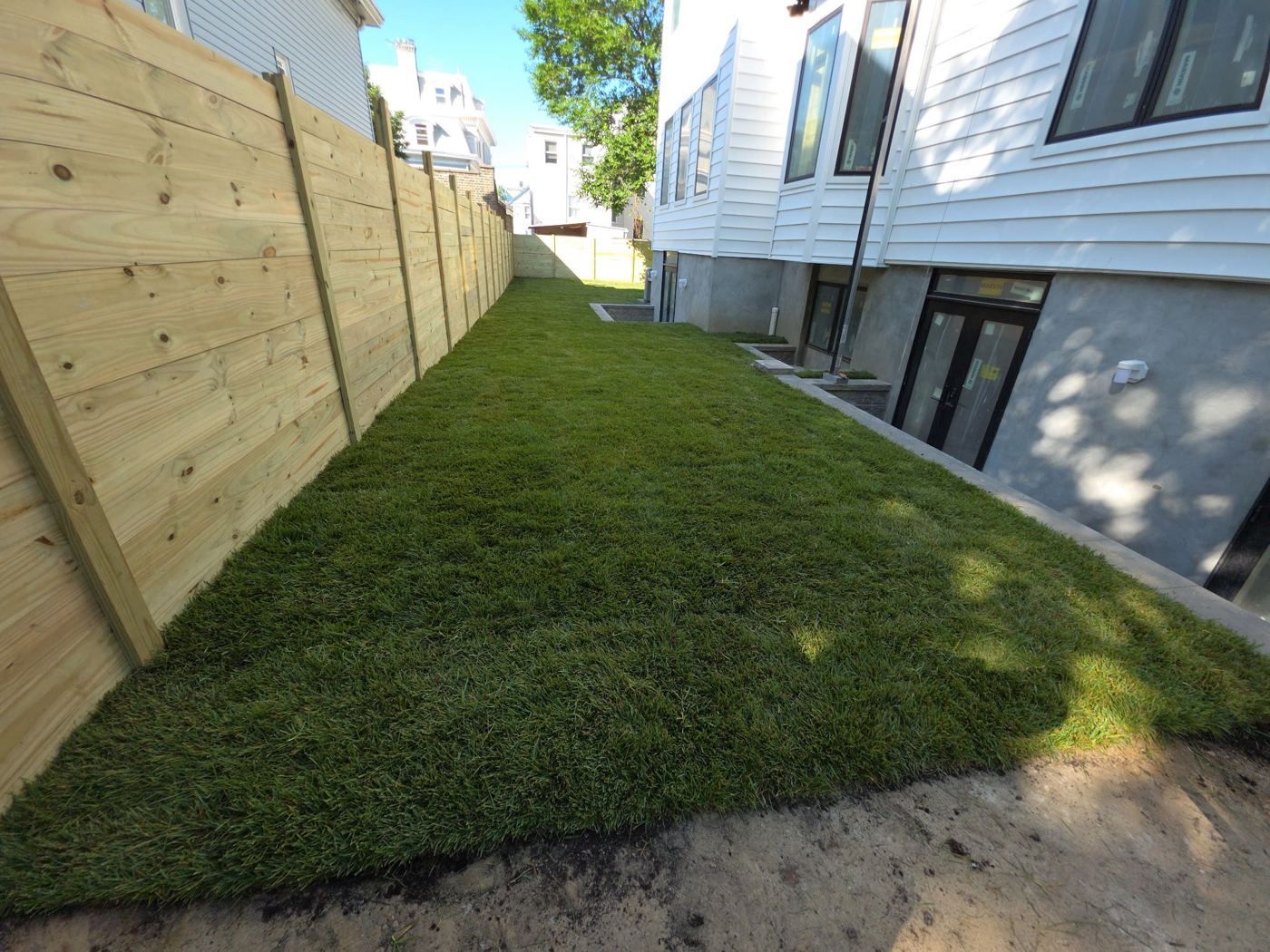 Fresh sod installation for a New Jersey new construction lawn